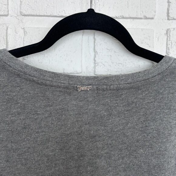 Juicy Couture Women Sweatshirt Medium Gray Graphic Lips Sequin Pullover Vintage - Picture 7 of 7